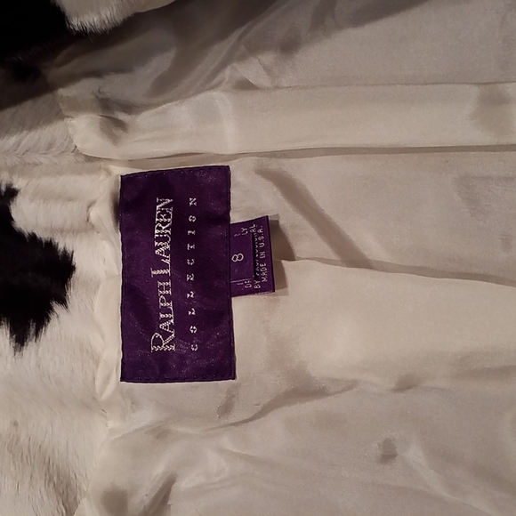 Ralph Lauren Purple Label Black And White Leather Calf Hair Jacket Size 8 - Picture 3 of 9